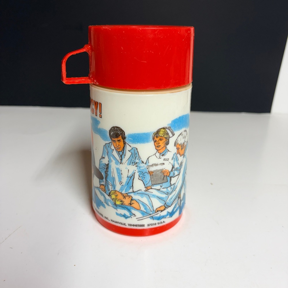 VTG 1973 Emergency TV Show Thermos Aladdin Industries Squad 51 Red Cup Lid READ